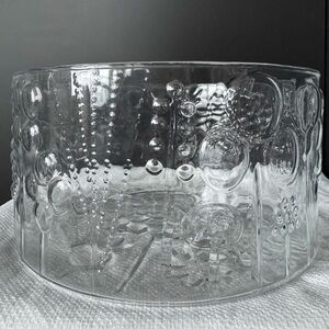 Large Vintage Nuutajarvi Iittala Finland Oiva Toikka Flora Glass Fruit Bowl MCM